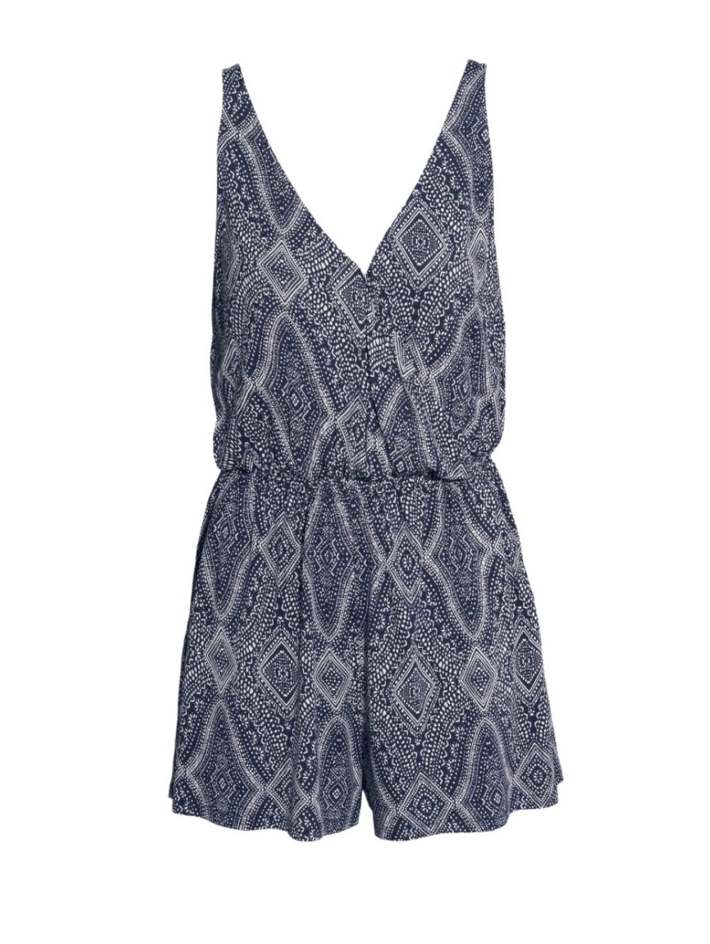H&M Blue Paisley Shorts Romper Casual Summer Outfit Boho Loungewear, Size S